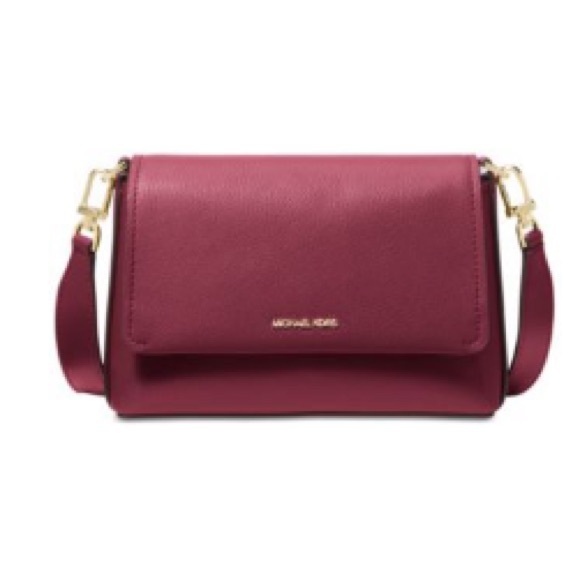 NEW SEALED: Color is Mulberry. MICHAEL Michael Kors Nessa Leather Messenger - Picture 1 of 13